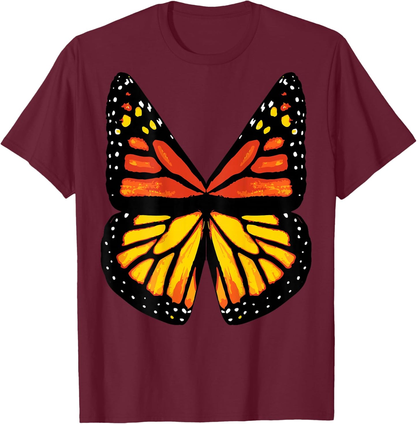 (Back Print) Monarch Butterfly Wings Shirt Women's Costume T-Shirt - T-Shirt | Maroon