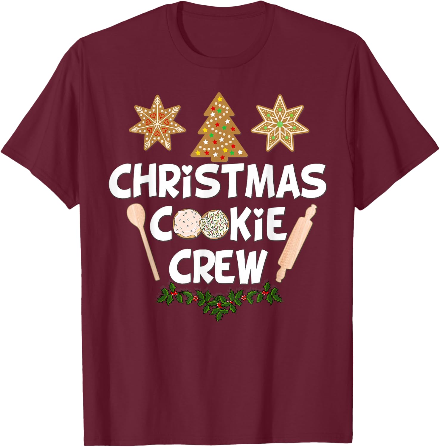 Christmas Cookie Crew Baking Team T-Shirt - T-Shirt | Maroon