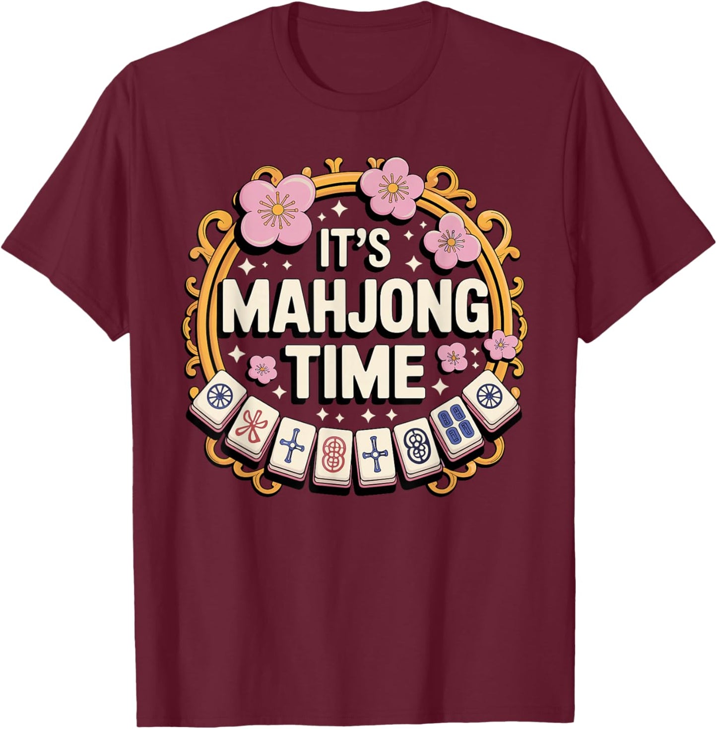 Cool Mahjong Art Women Mahjong Player Mahjongg Fan T-Shirt - T-Shirt | Maroon