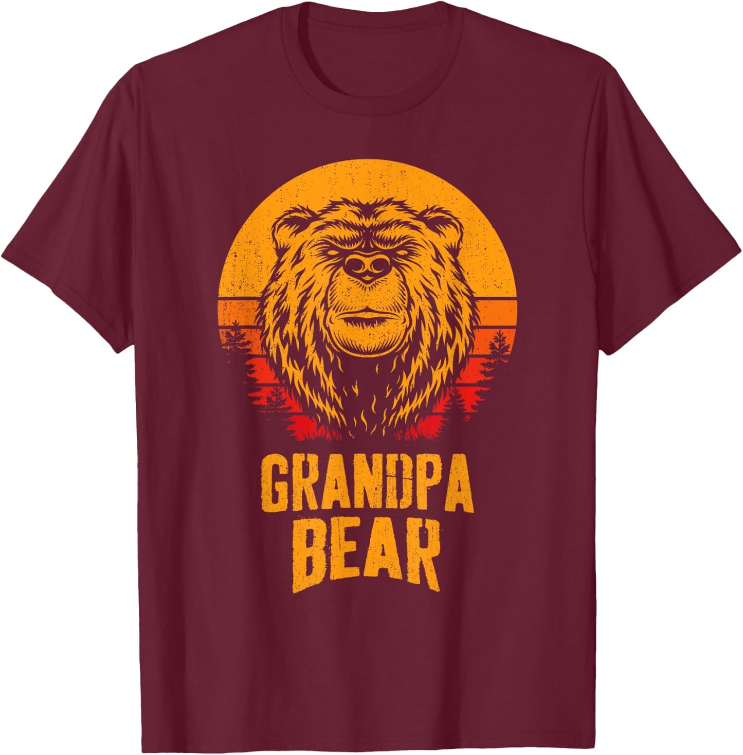 Grandpa Bear Shirt Funny Fathers Day Shirt Matching Gift T-Shirt - T-Shirt | Maroon