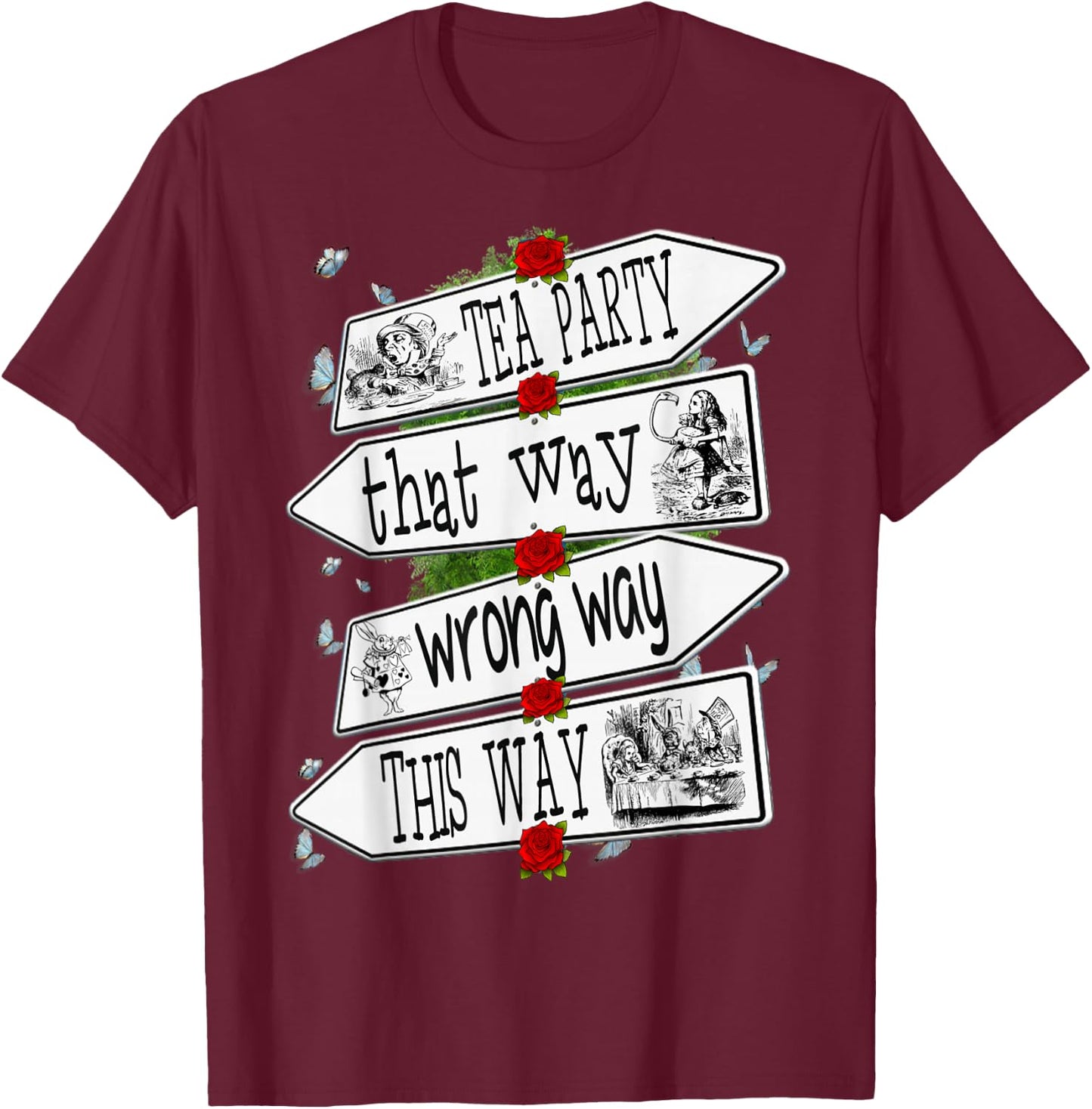 Alice in Wonderland-Men Women Kids T Shirt T-Shirt - T-Shirt | Maroon