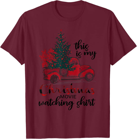 This Is My Christmas Movie Watching Shirt Vintage Red Truck T-Shirt - T-Shirt | Maroon