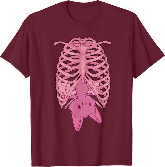 Halloween Nu Goth Pink Bat Pastel Goth T-Shirt - T-Shirt | Maroon