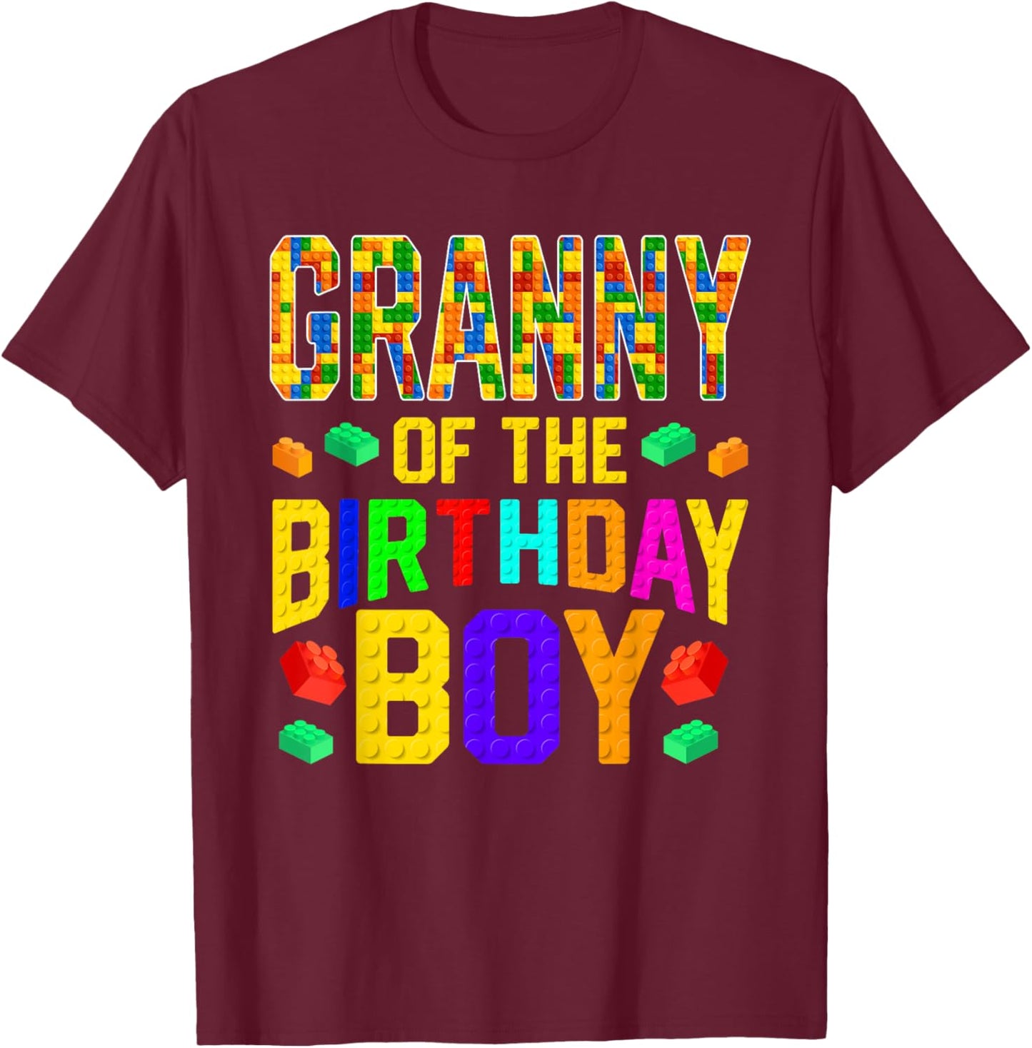 Granny of The Birthday Boy Master Builder Building Blocks T-Shirt - T-Shirt | Maroon