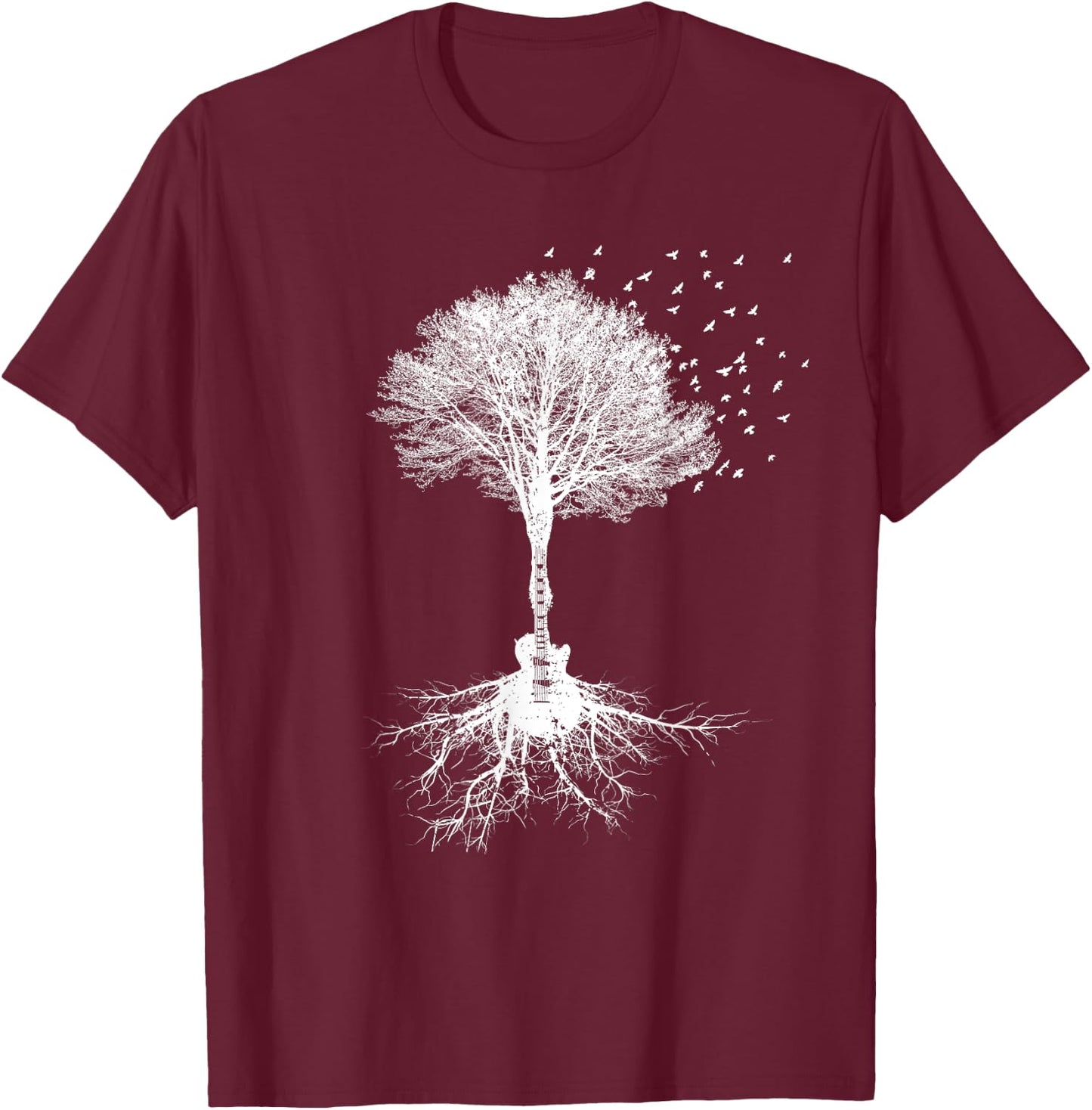 Acoustic Guitar Player Nature Tree, Birthday, Christmas Gift T-Shirt - T-Shirt | Maroon