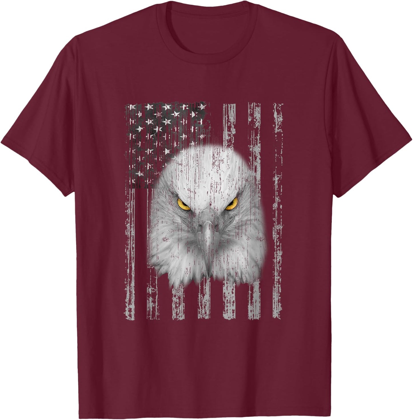 USA Flag with American Bald Eagle Eyes Shirt Patriotic T-Shirt - T-Shirt | Maroon