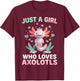 Just A Girl Who Loves Axolotls Cute Amphibian Pet Animal T-Shirt - T-Shirt | Maroon