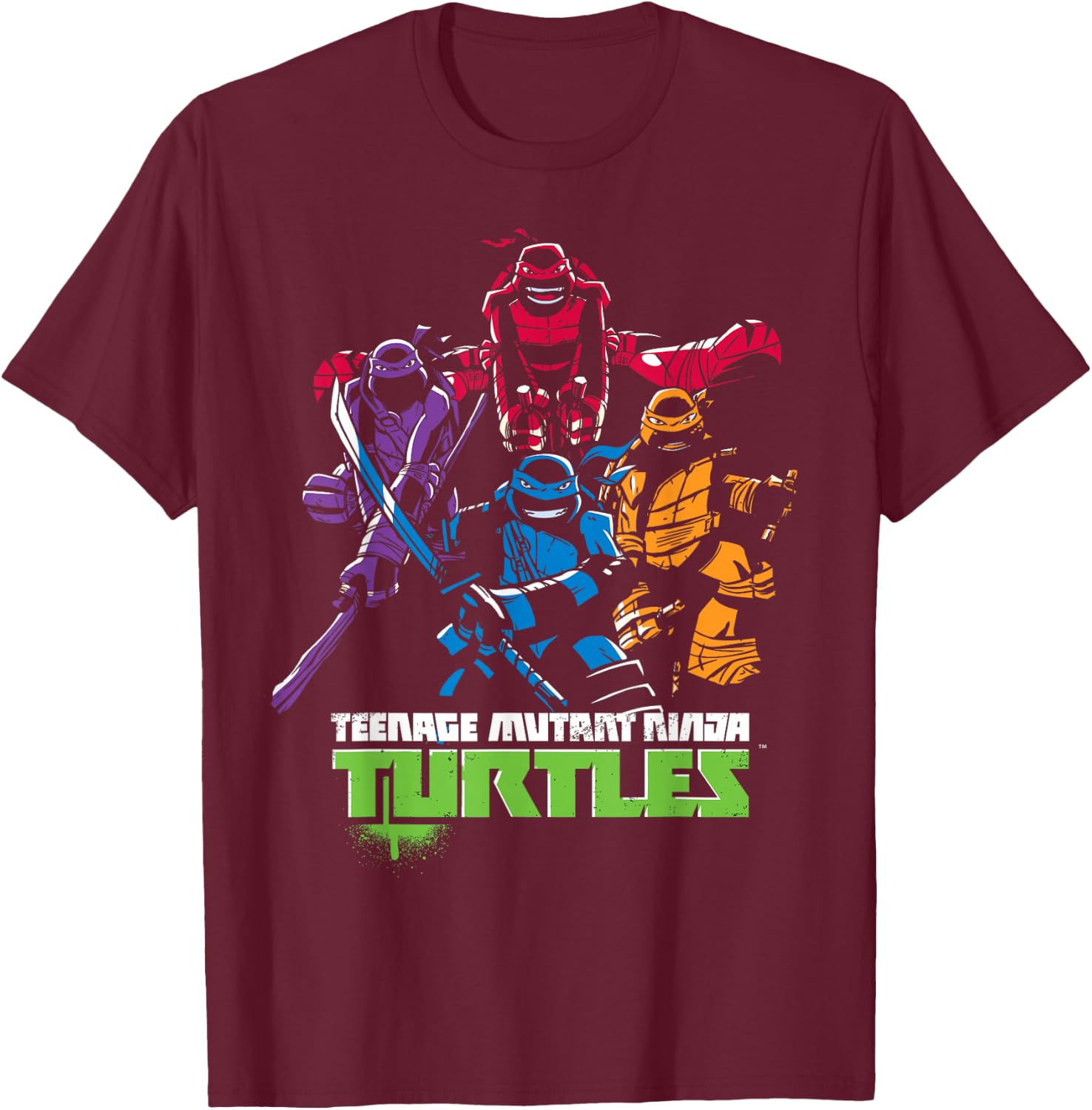 Teenage Mutant Ninja Turtles Minimal Attack Design T-Shirt - T-Shirt | Maroon