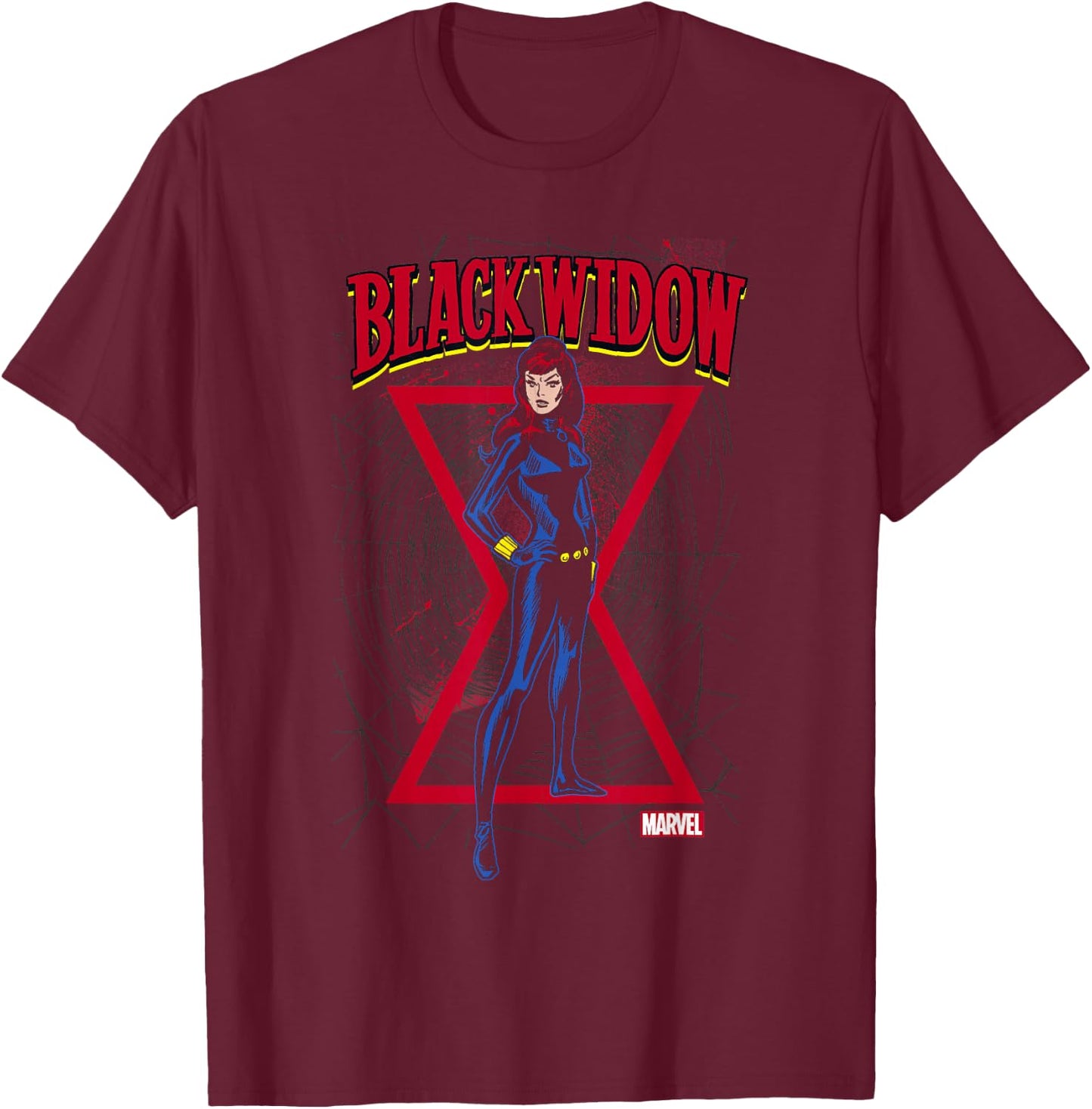 Marvel Black Widow Classic Retro Comic Stance T-Shirt - T-Shirt | Maroon