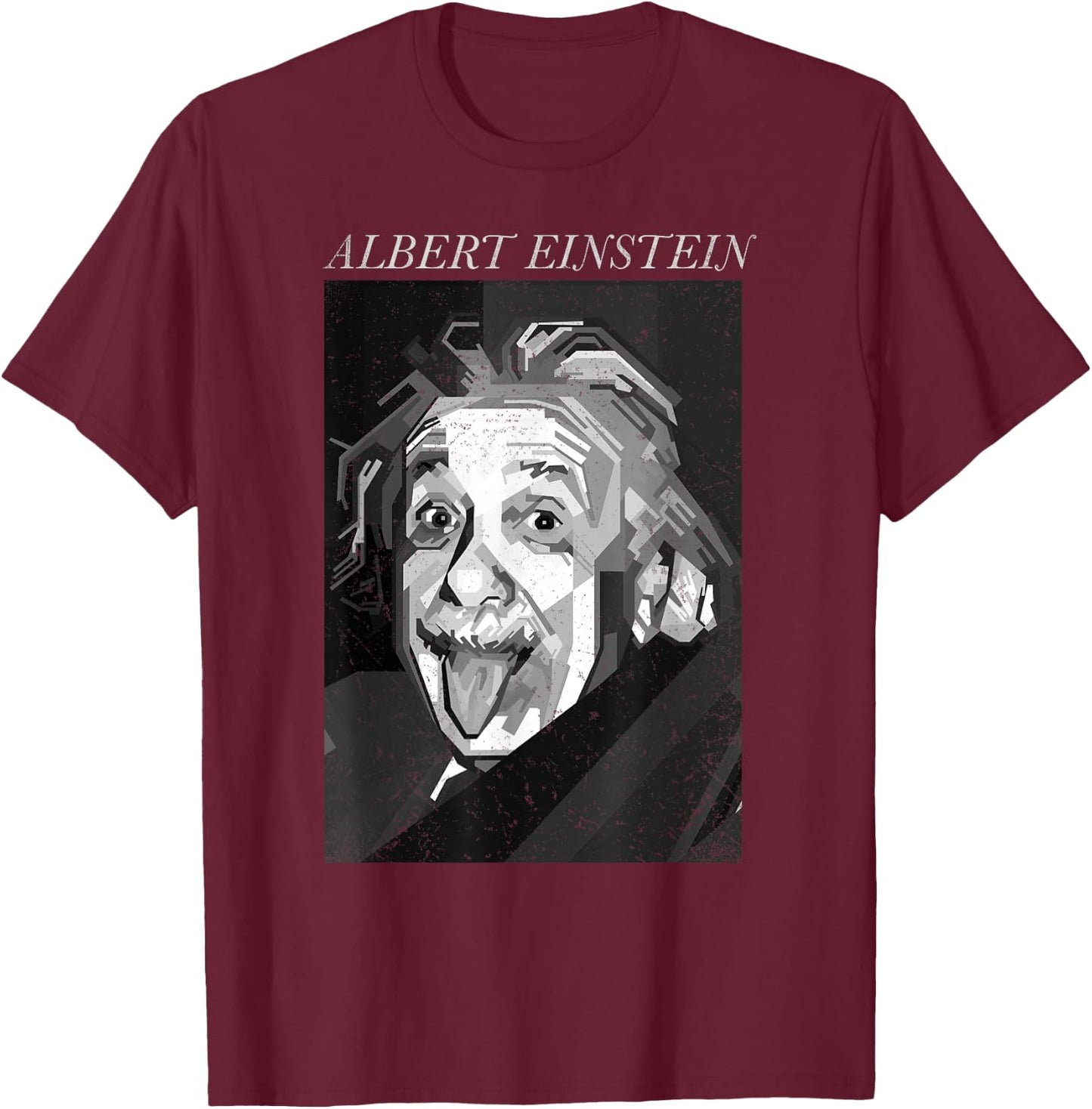 Trendy Apparel -Adults & Kids Graphic - Albert Einstein Logic Quote Front Back - Black - Small - Short Sleeve T-Shirt - T-Shirt | Maroon
