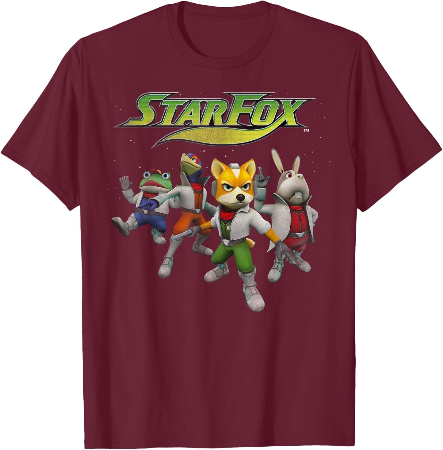 Nintendo Star Fox Retro Group Shot T-Shirt - T-Shirt | Maroon