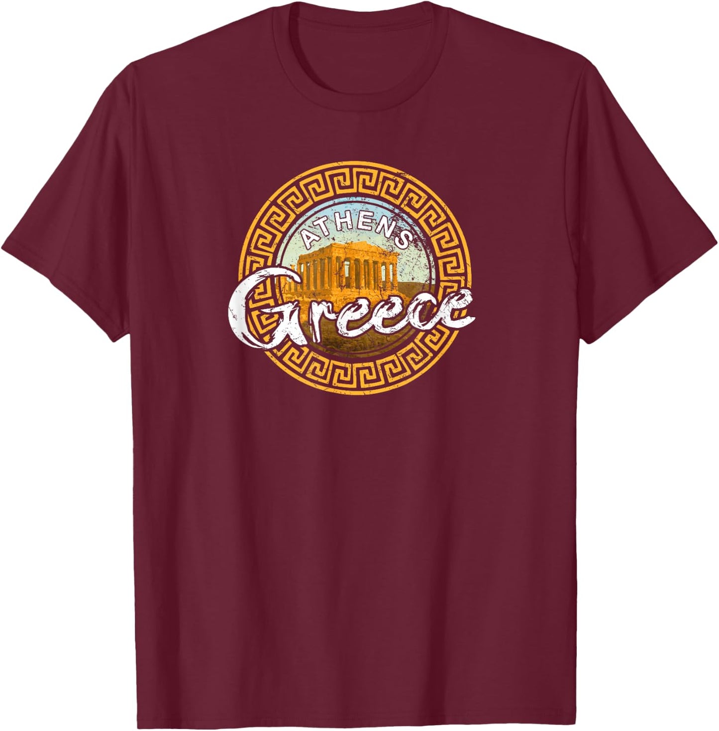 Greece Athens Parthenon Acropolis Vintage Greek T Shirt T-Shirt - T-Shirt | Maroon