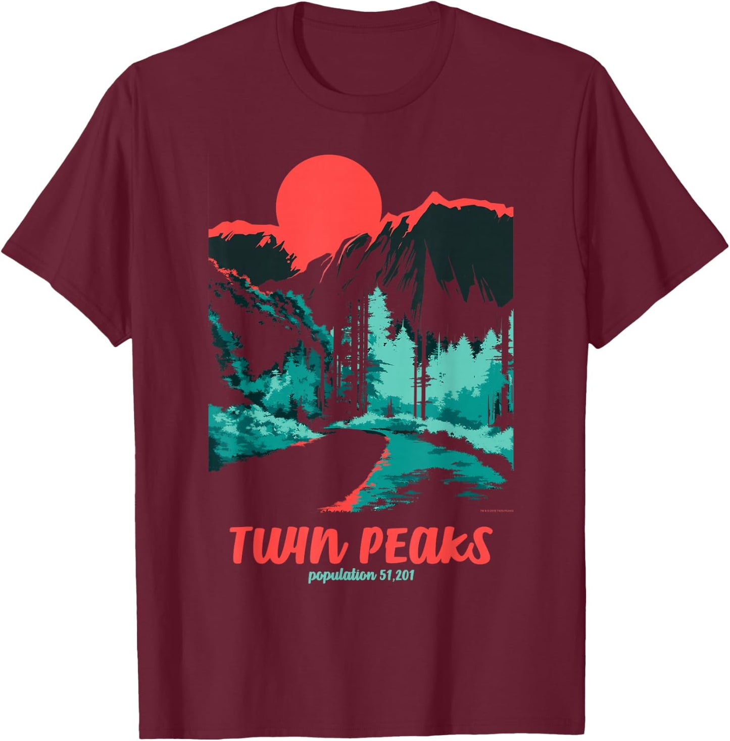 Twin Peaks Classic Tonal Color Pop Poster Graphic T-Shirt - T-Shirt | Maroon