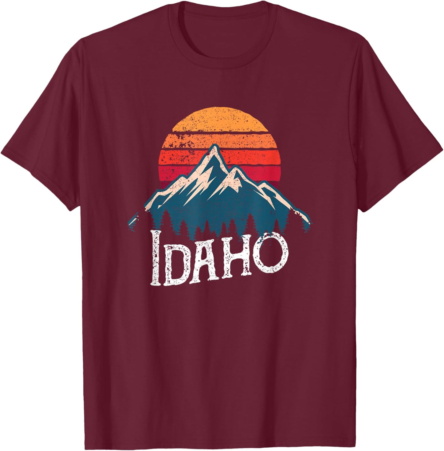 Vintage Idaho ID Mountains Outdoor Wildness Retro T-Shirt - T-Shirt | Maroon