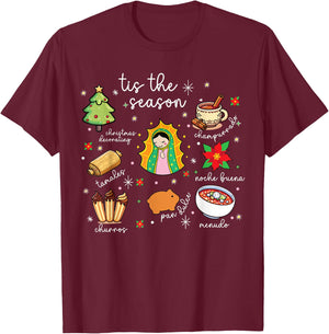 Tis the Season Mexican Christmas Feliz Navidad Xmas Mexican T-Shirt - T-Shirt | Maroon