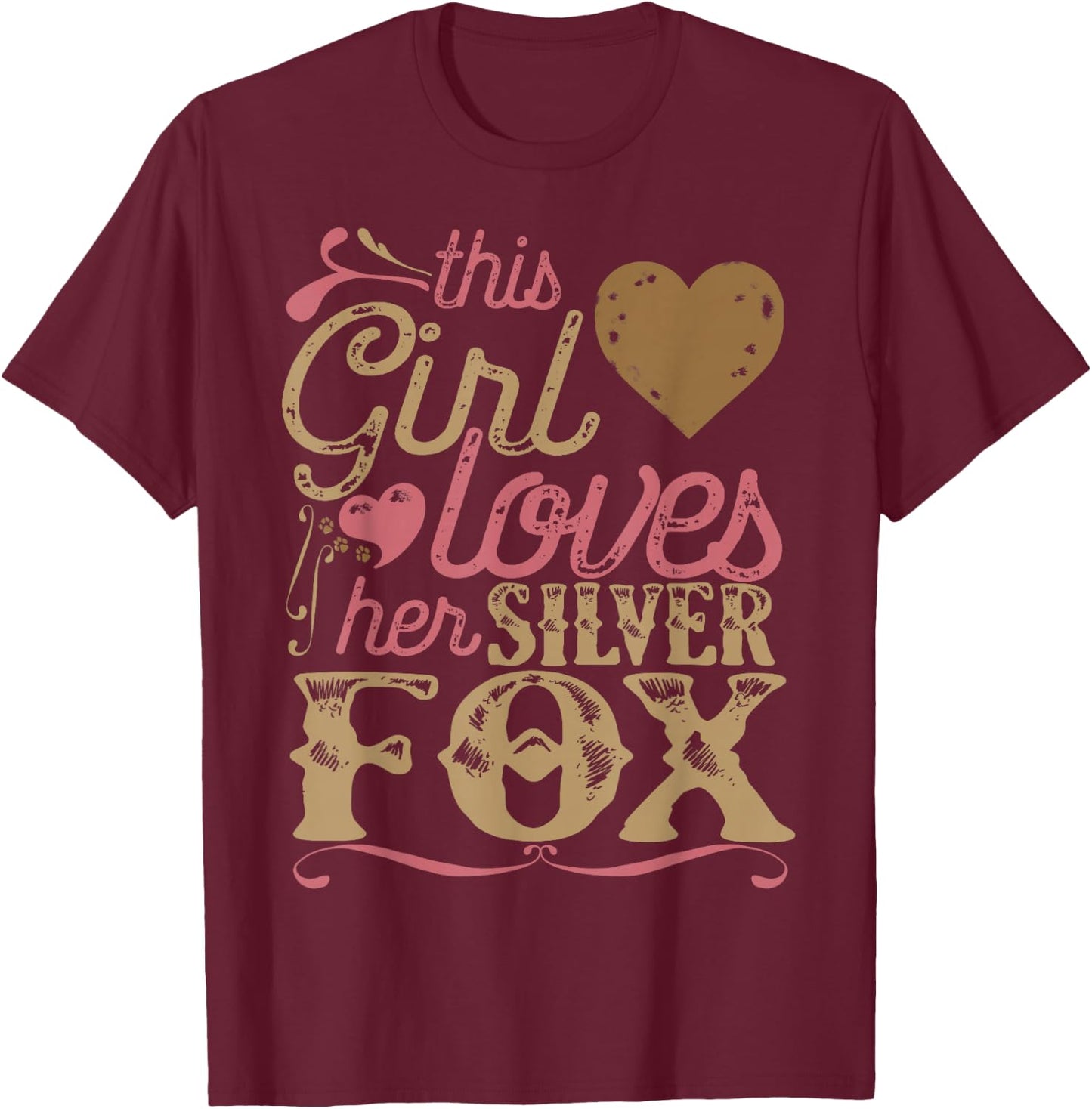 Silver Fox Shirt Gift Present T-Shirt - T-Shirt | Maroon