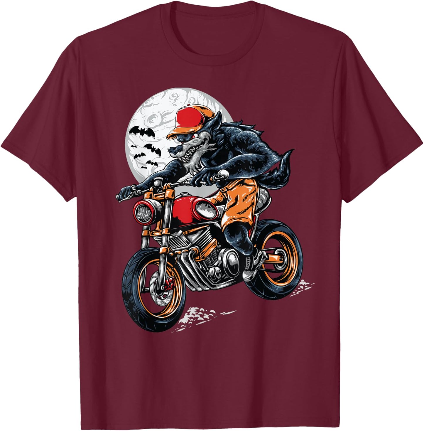 werewolf biker Gift lovers Motorcycle costume T-Shirt - T-Shirt | Maroon