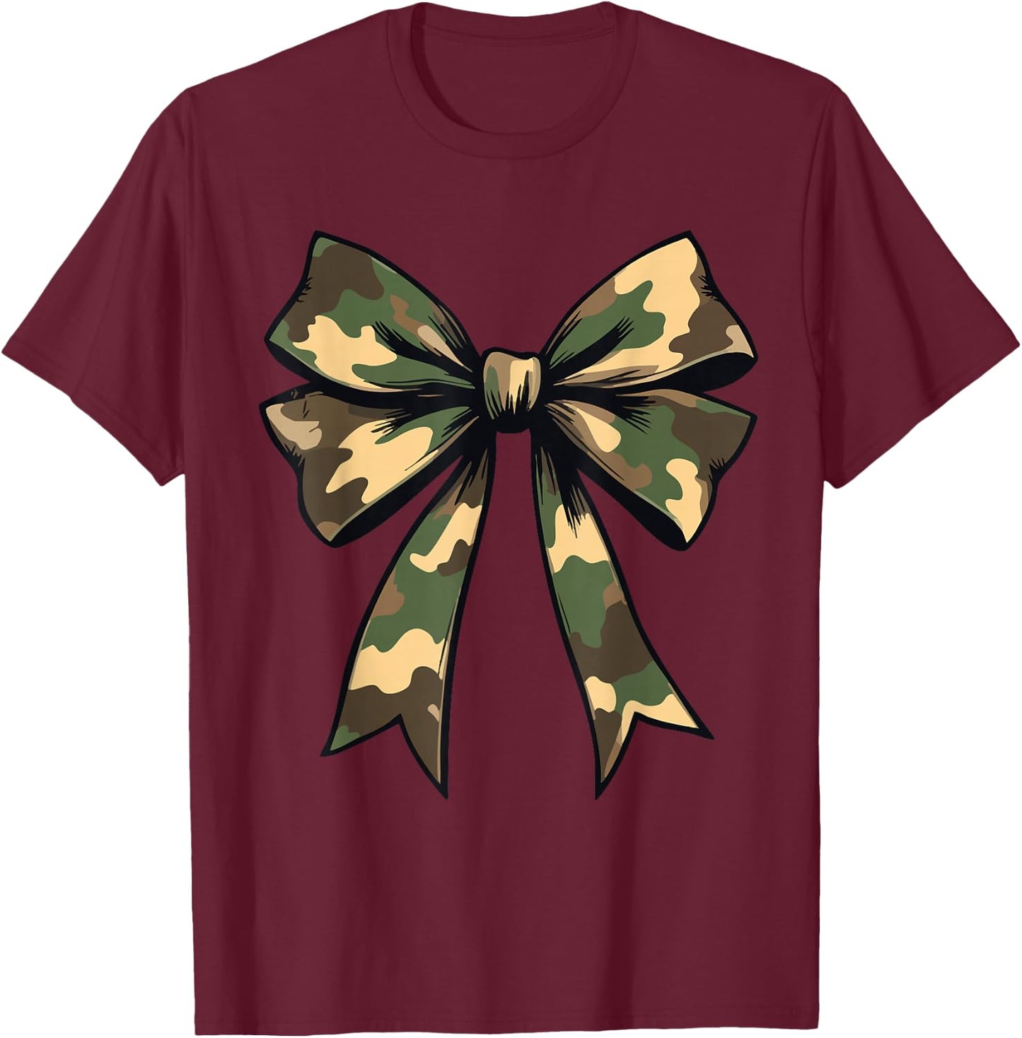 Camouflage Camo Coquette Bow Hunting Women Girls T-Shirt - T-Shirt | Maroon