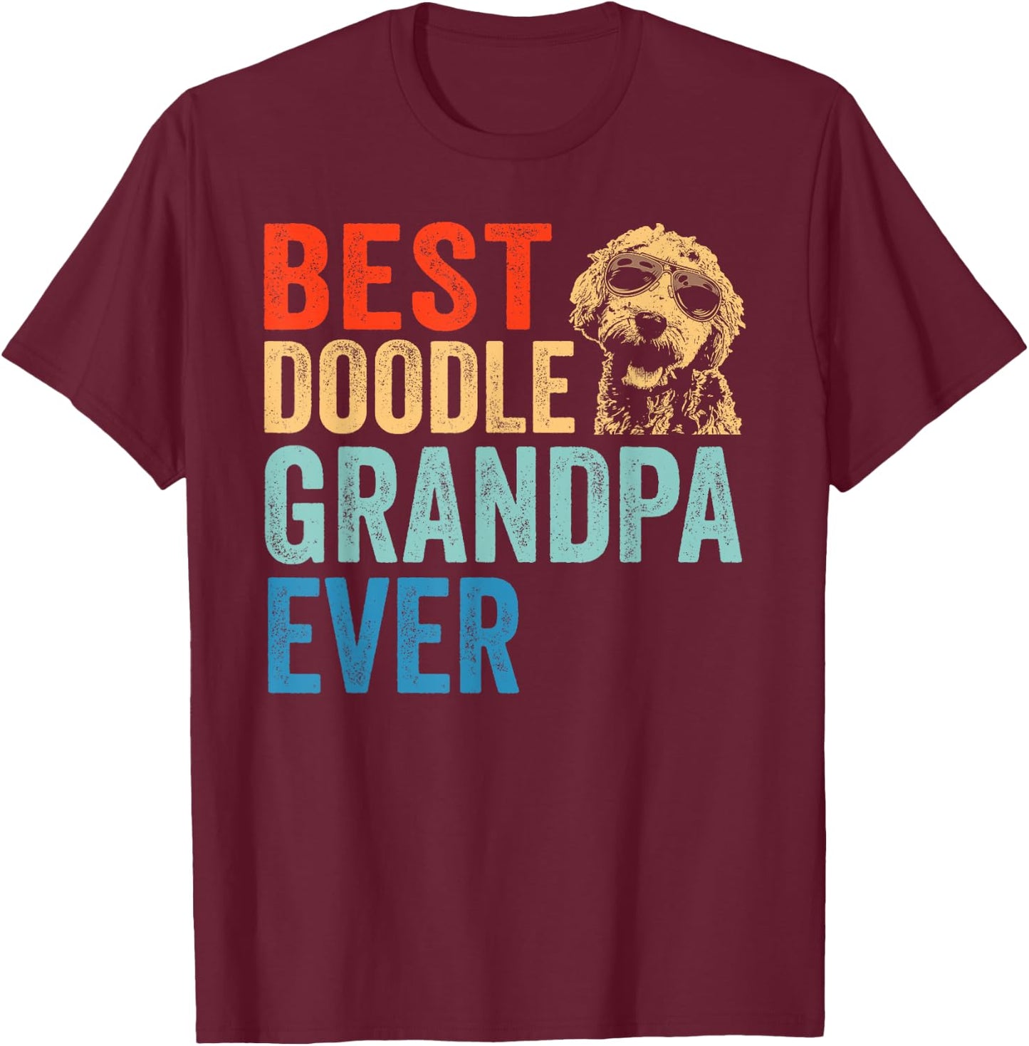 Best Doodle Grandpa Ever Vintage Goldendoodle Gift T-Shirt - T-Shirt | Maroon