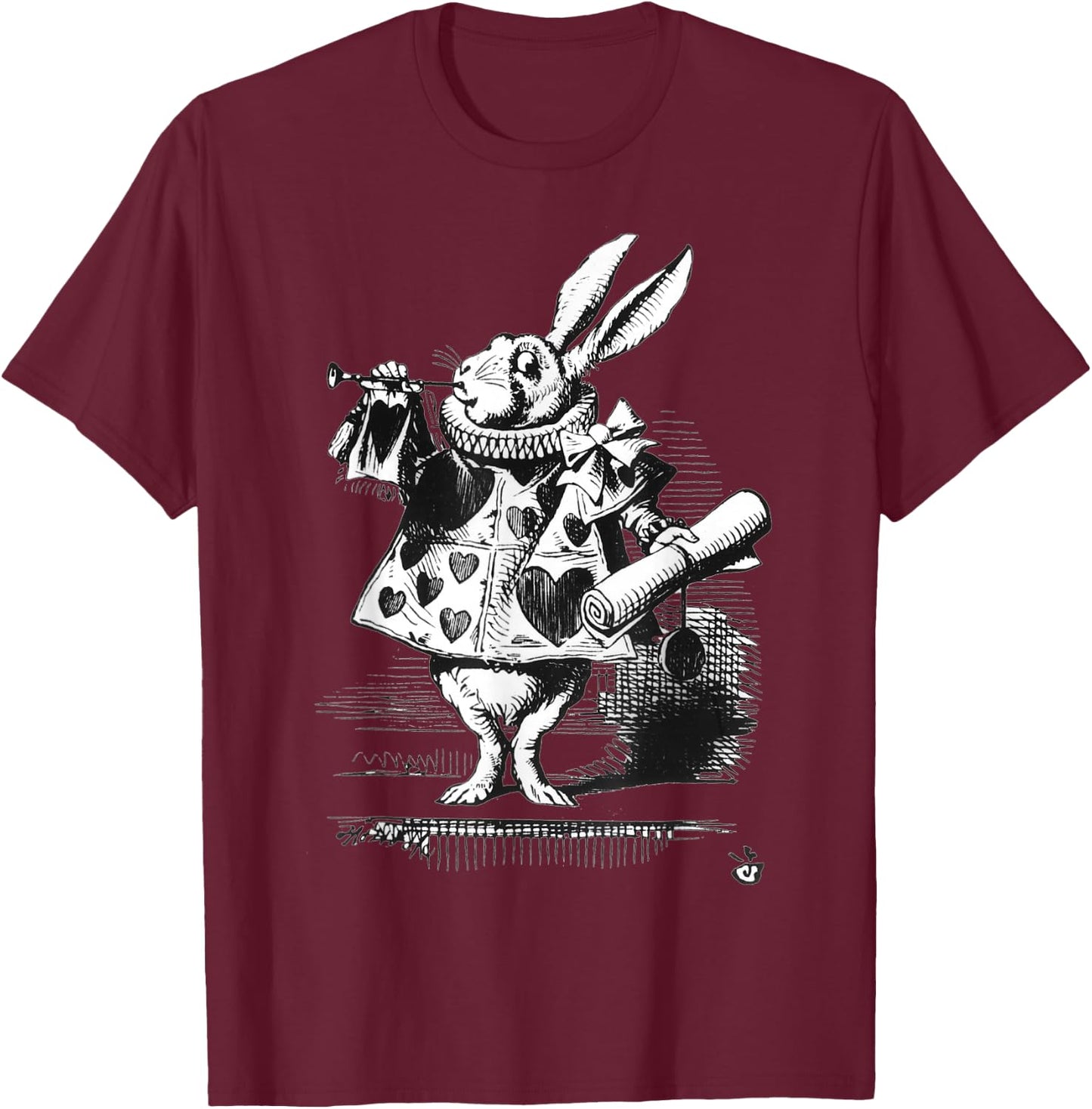 Halloween White Rabbit Alice In Wonderland Gift Bunny T-Shirt - T-Shirt | Maroon
