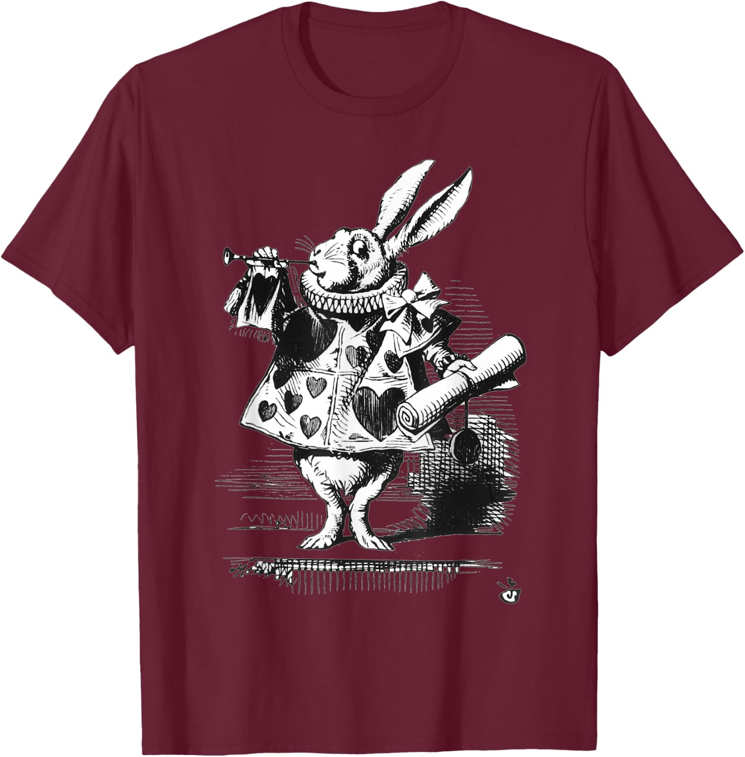 Halloween White Rabbit Alice In Wonderland Gift Bunny T-Shirt - T-Shirt | Maroon