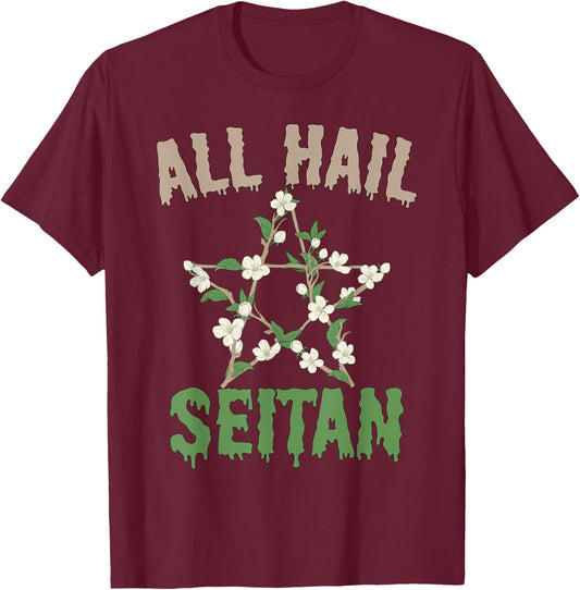 All Hail Seitan Funny Vegan Food Animal Rights Design T-Shirt - T-Shirt | Maroon