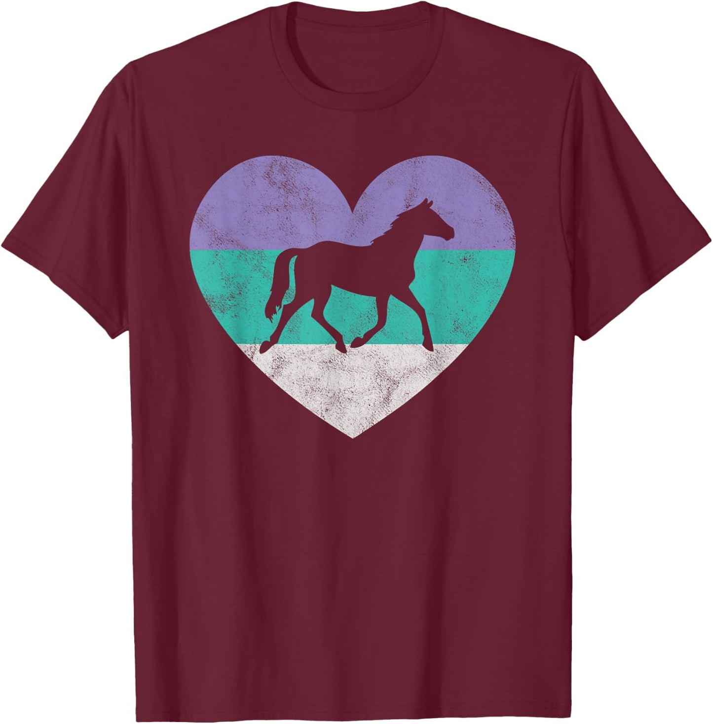 Horse Gift Shirt & Girls Retro Vintage Cute T-Shirt - T-Shirt | Maroon
