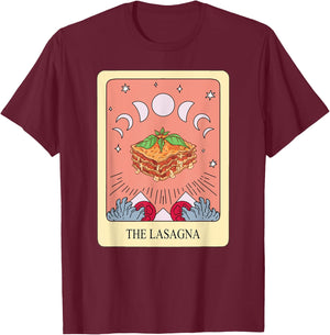 Lasagna Tarot Card Shirt Funny Lasagna Lover Tarot Fan T-Shirt - T-Shirt | Maroon