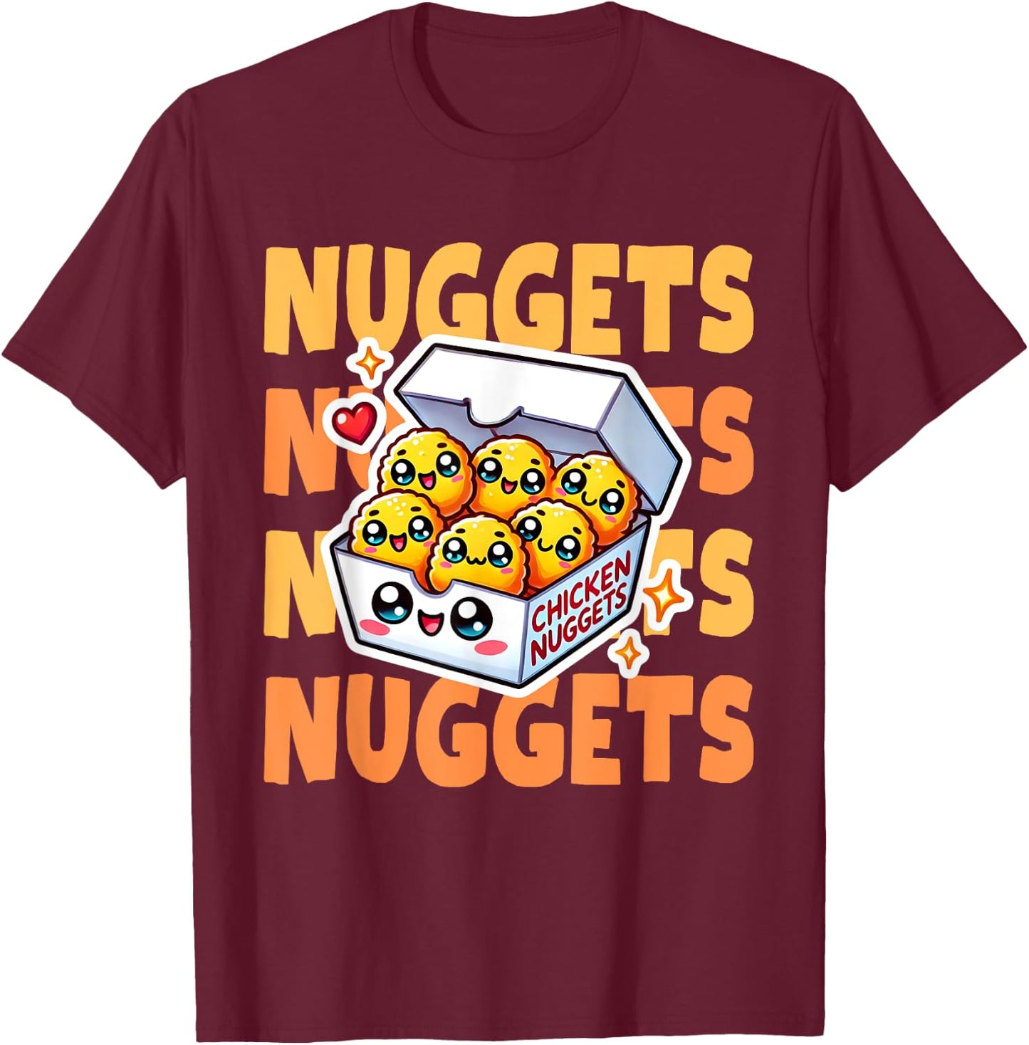Chicken Nuggets Box Cute Kawaii T-Shirt - T-Shirt | Maroon