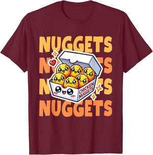 Chicken Nuggets Box Cute Kawaii T-Shirt - T-Shirt | Maroon