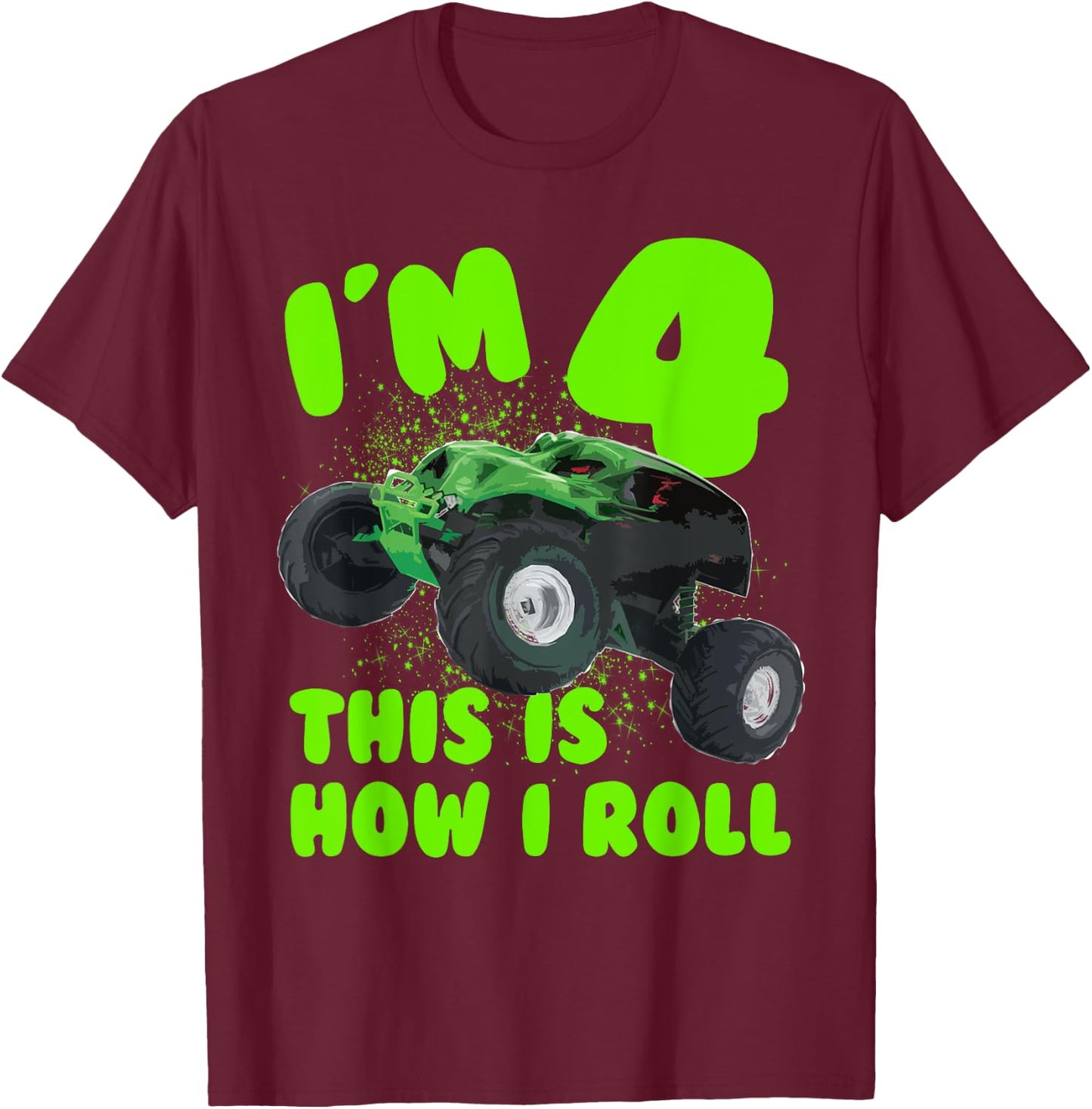 Im 4 Years Old This is How i Roll Birthday Party T-Shirt - T-Shirt | Maroon