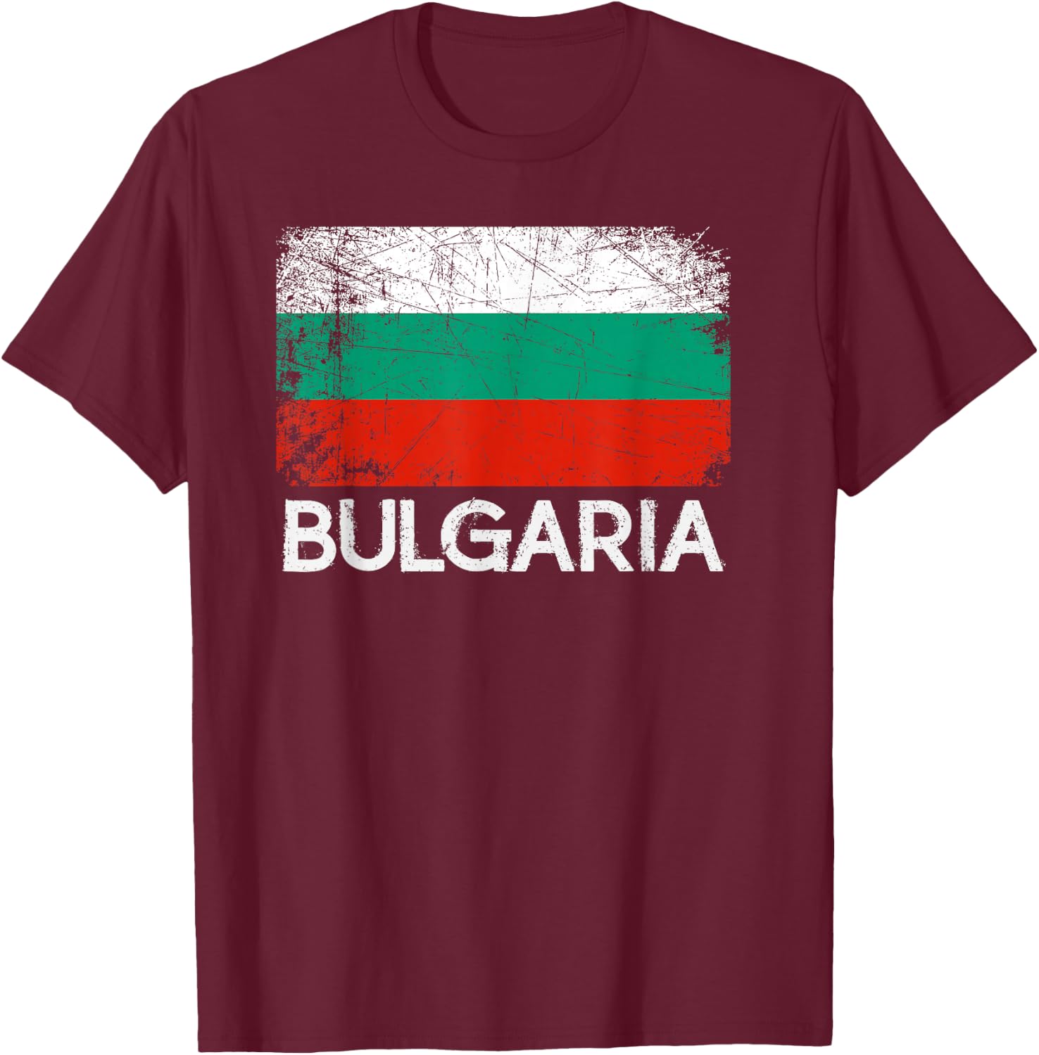 Bulgarian Flag | Vintage Made In Bulgaria Gift T-Shirt - T-Shirt | Maroon