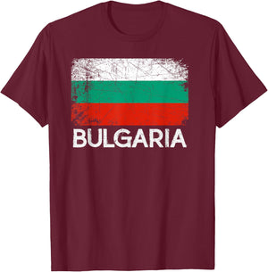 Bulgarian Flag | Vintage Made In Bulgaria Gift T-Shirt - T-Shirt | Maroon