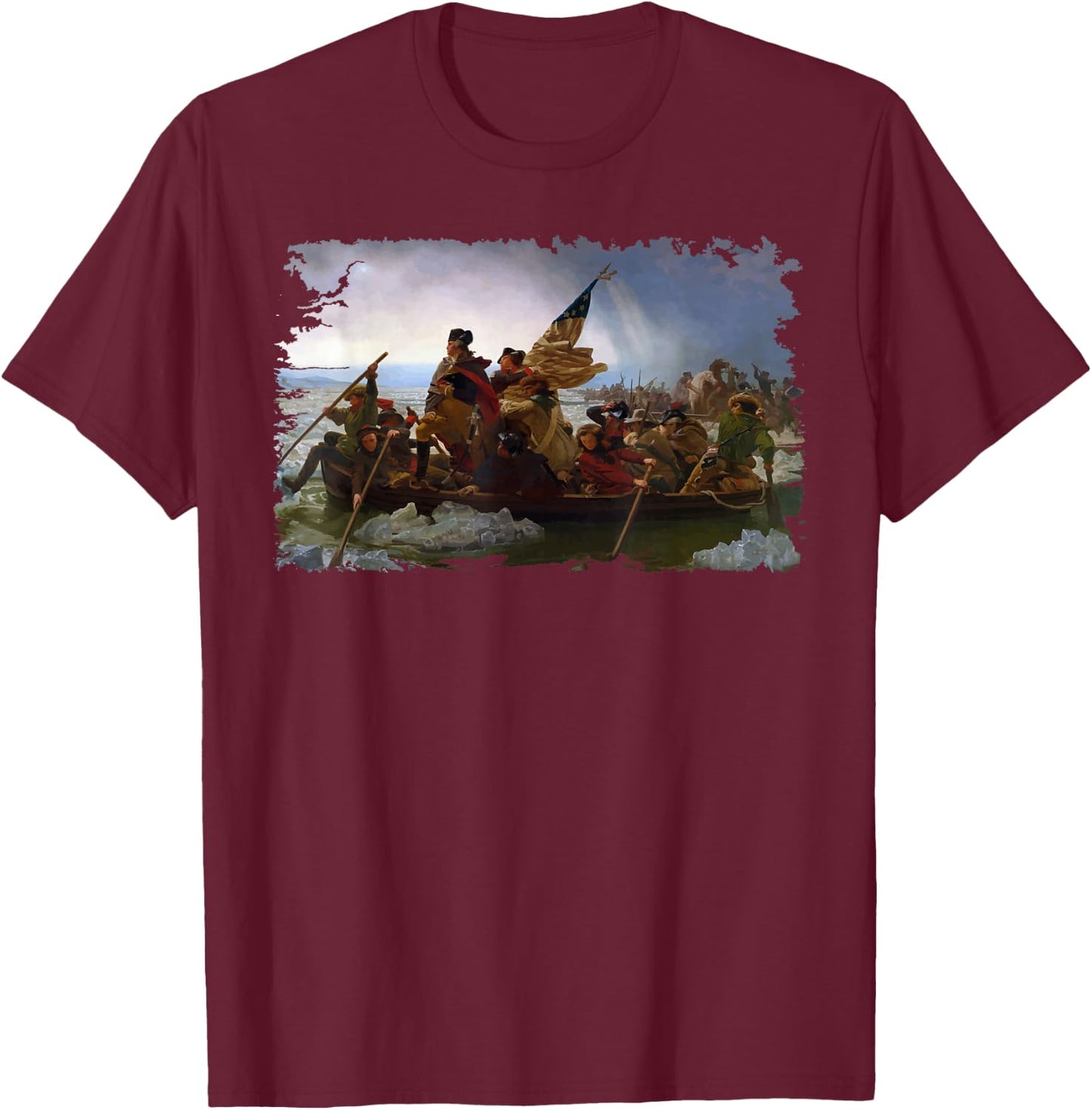 Right Out of My Mouth George Washington Crossing the Delaware Presidents Day T-Shirt - T-Shirt | Maroon