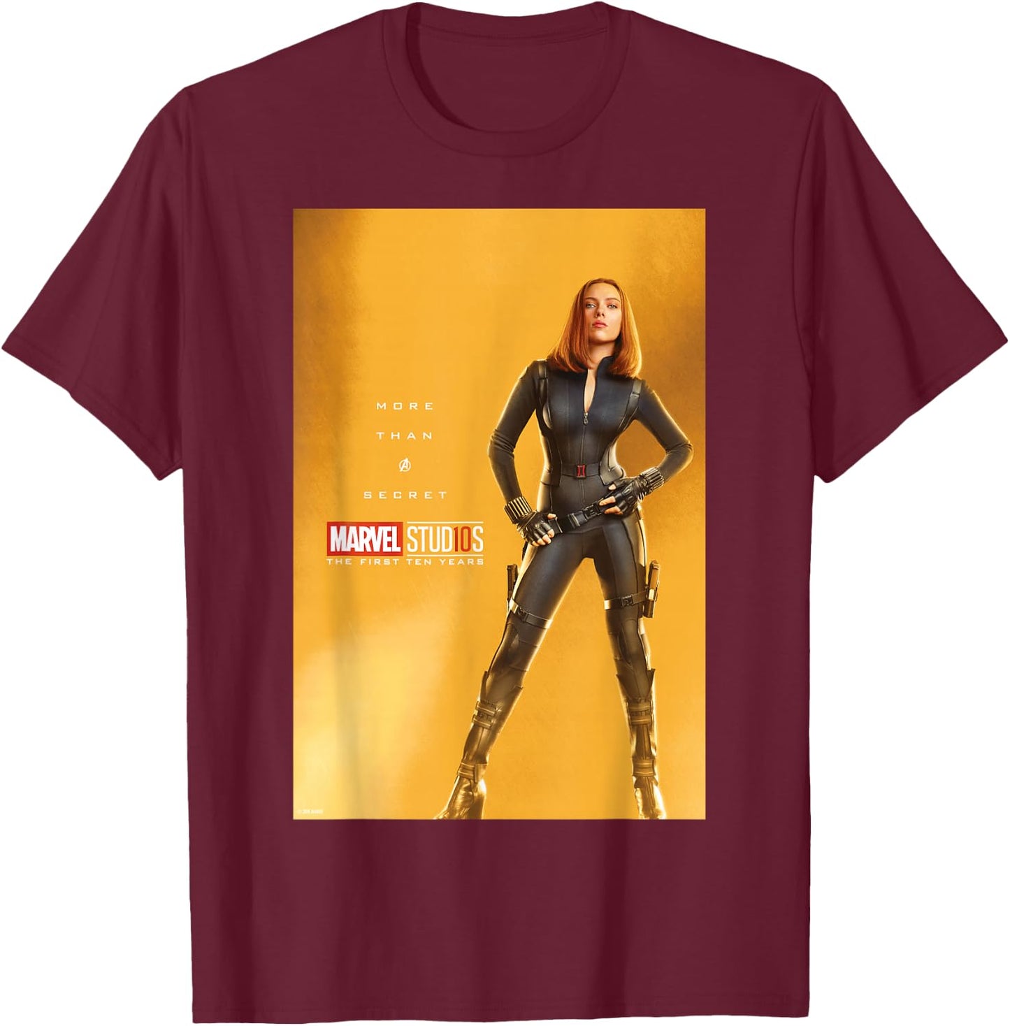 Marvel Studios 10 Years Black Widow Poster Graphic T-Shirt - T-Shirt | Maroon