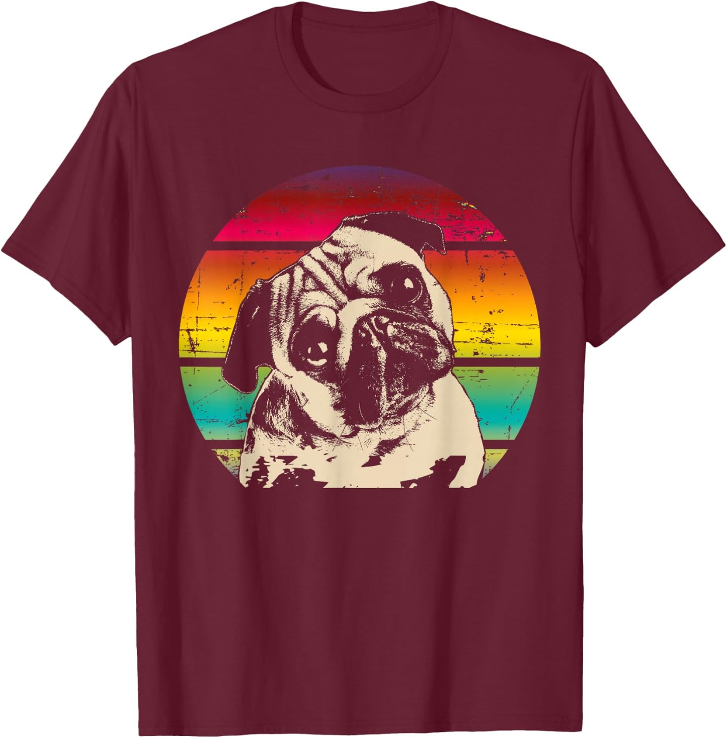 Pug Pug T-Shirt - T-Shirt | Maroon