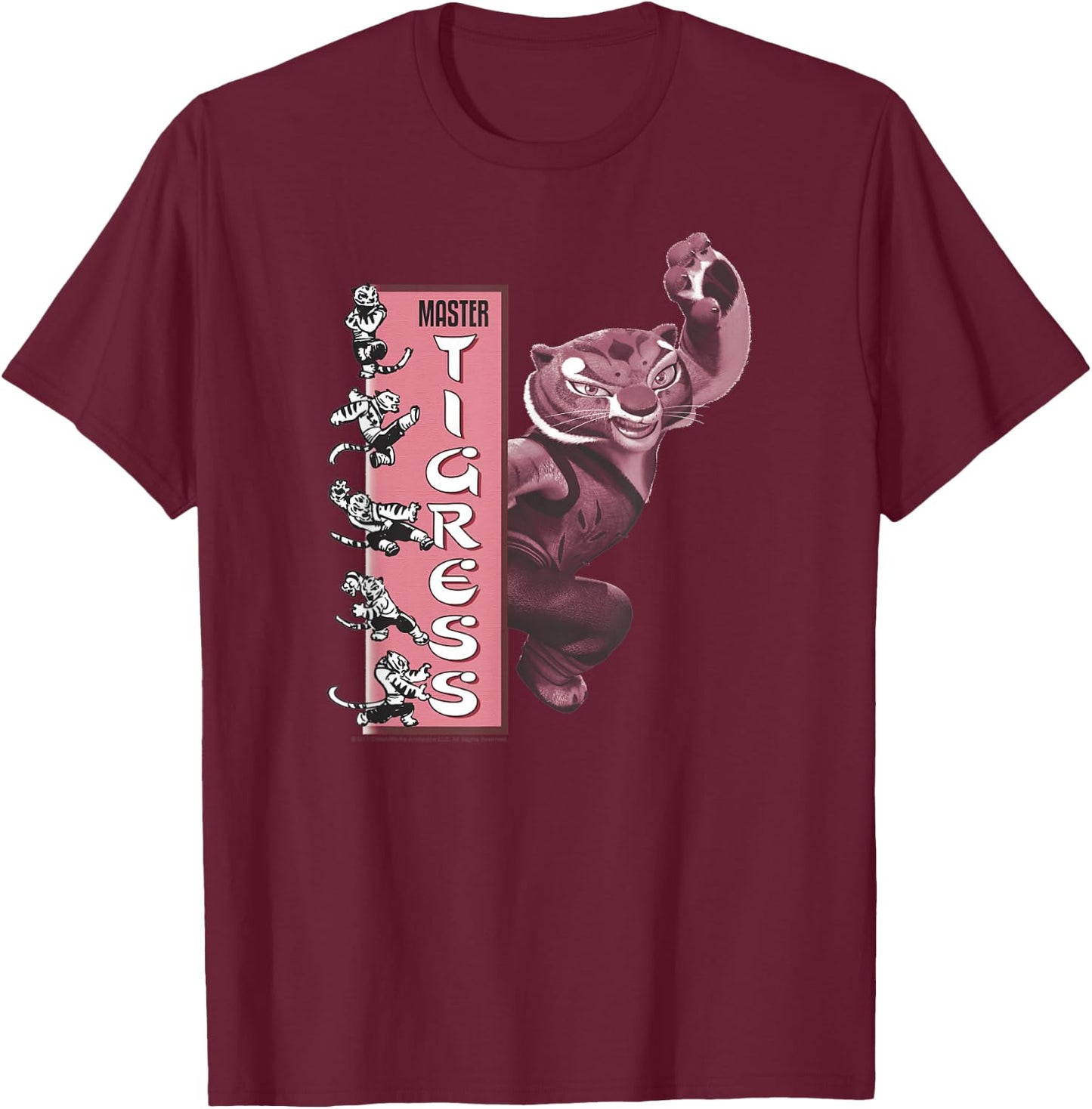 Kung Fu Panda Master Tigress Action Pose Banner T-Shirt - T-Shirt | Maroon