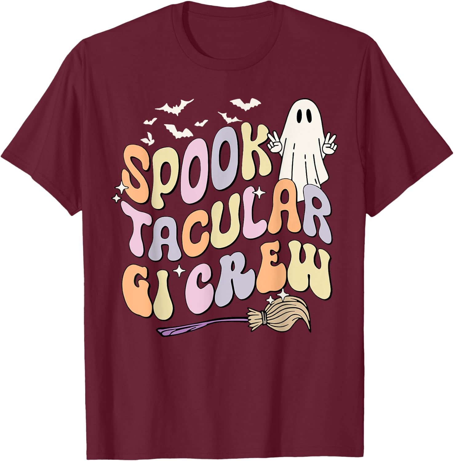 Retro Spooktacular GI Crew Gastroenterology Spooky Halloween T-Shirt - T-Shirt | Maroon