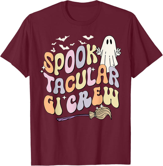 Retro Spooktacular GI Crew Gastroenterology Spooky Halloween T-Shirt - T-Shirt | Maroon