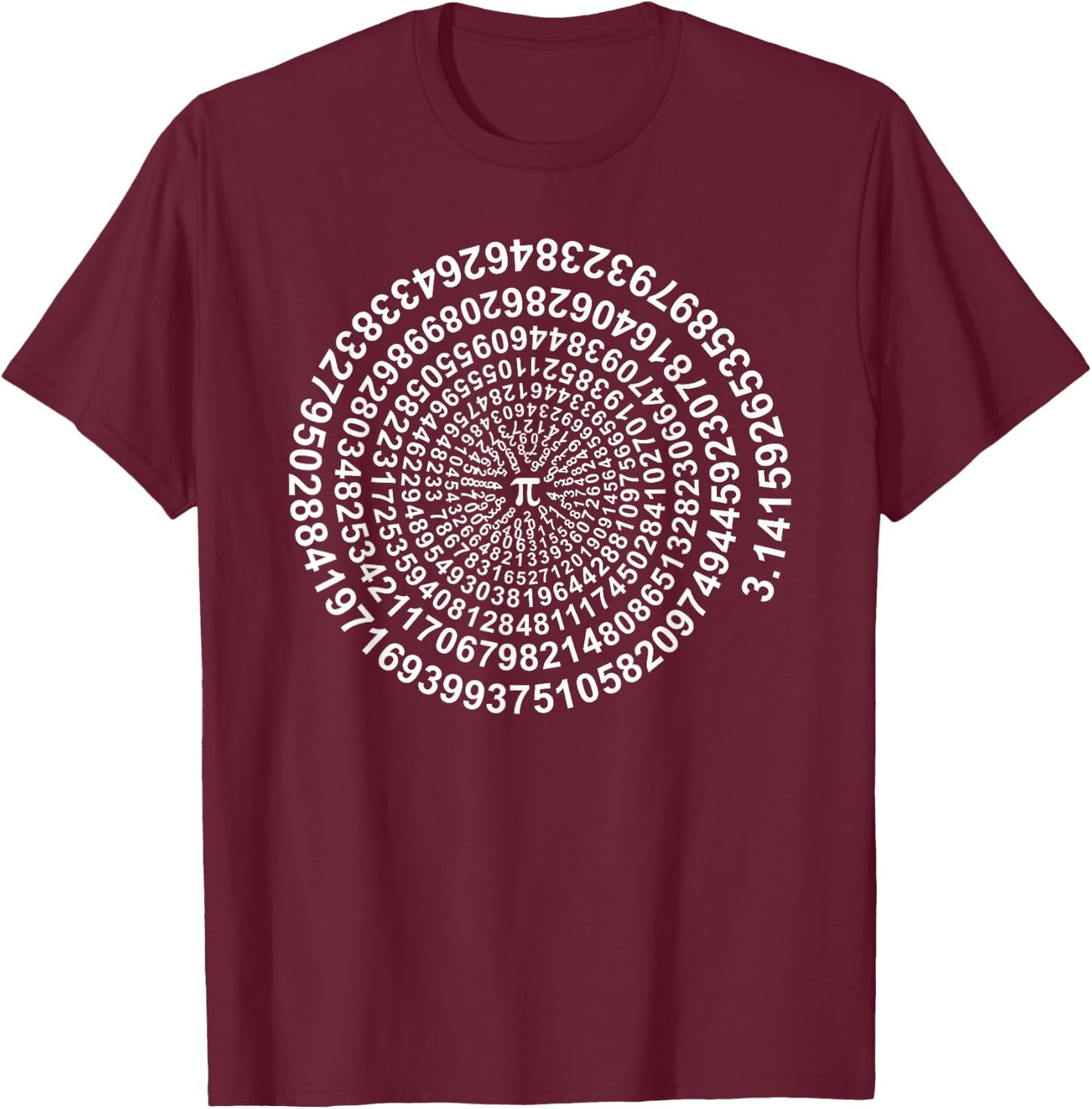 Spiral Pi Math Shirt, Pi Day 3.14, Pi Digits Gift T-Shirt - T-Shirt | Maroon