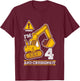 Construction Truck 4th Birthday 4 Years Old Digger Builder T-Shirt - T-Shirt | Maroon