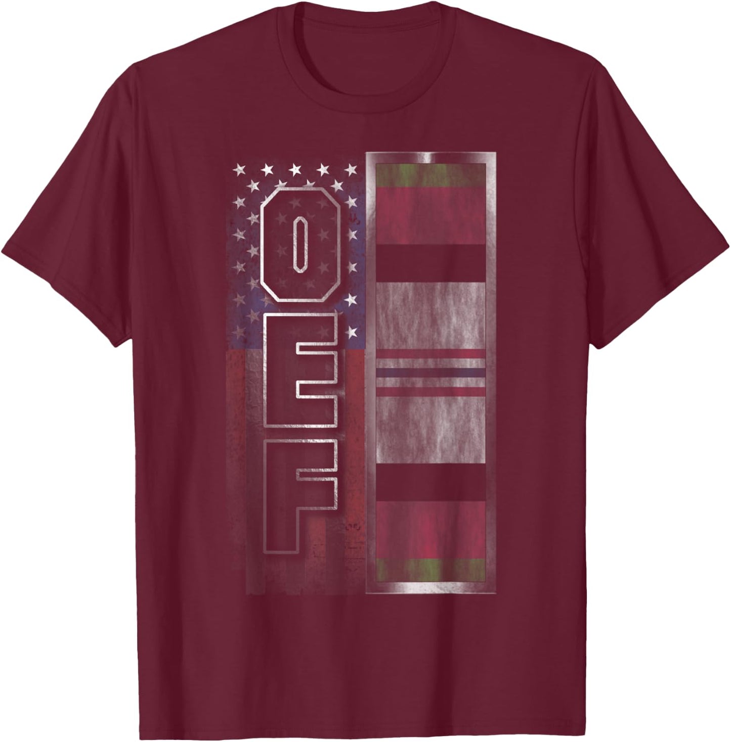 OEF Flag Active Military and Veteran T-Shirt - T-Shirt | Maroon