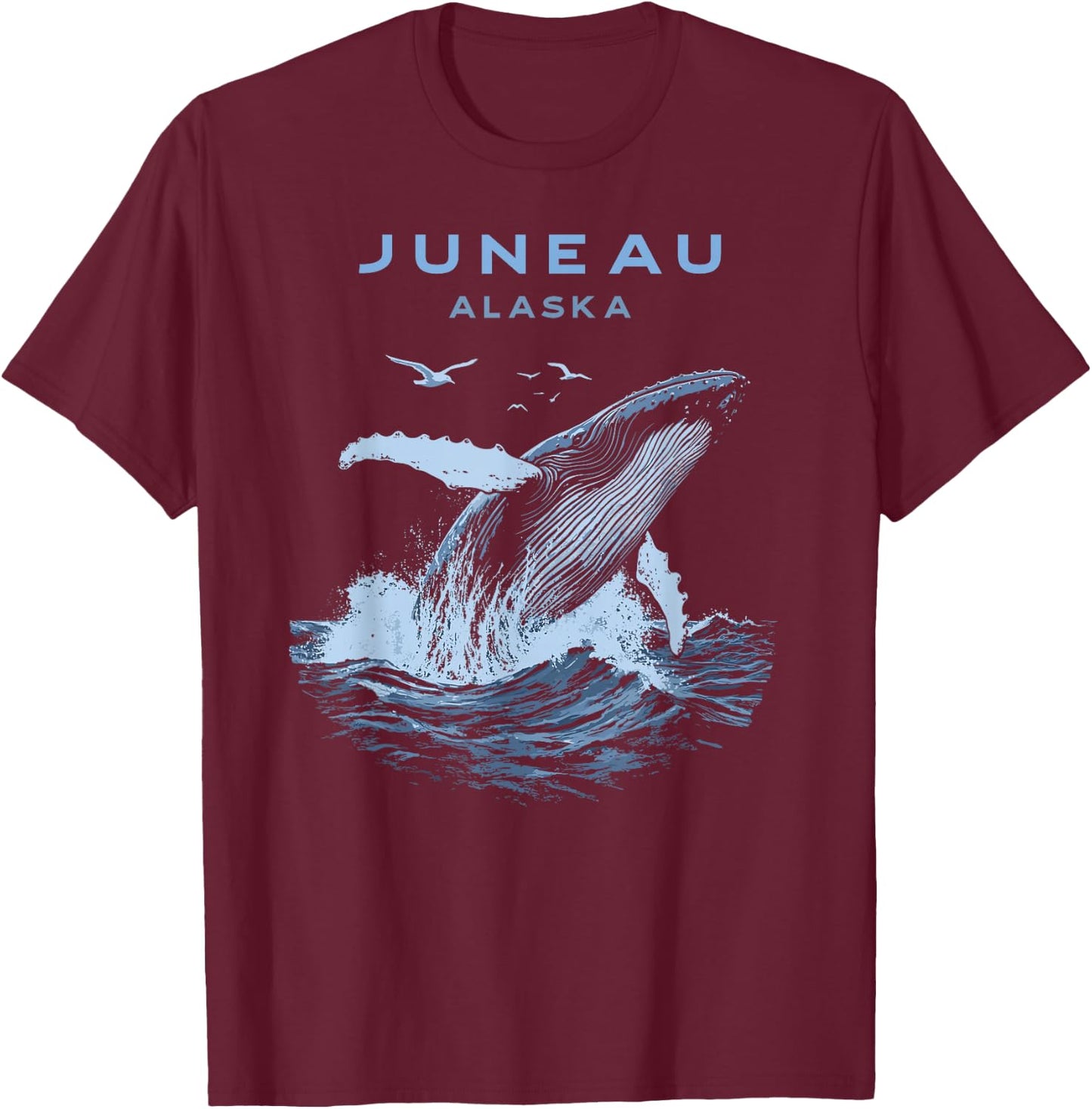 Juneau Alaska Humpback Whale T-Shirt - T-Shirt | Maroon