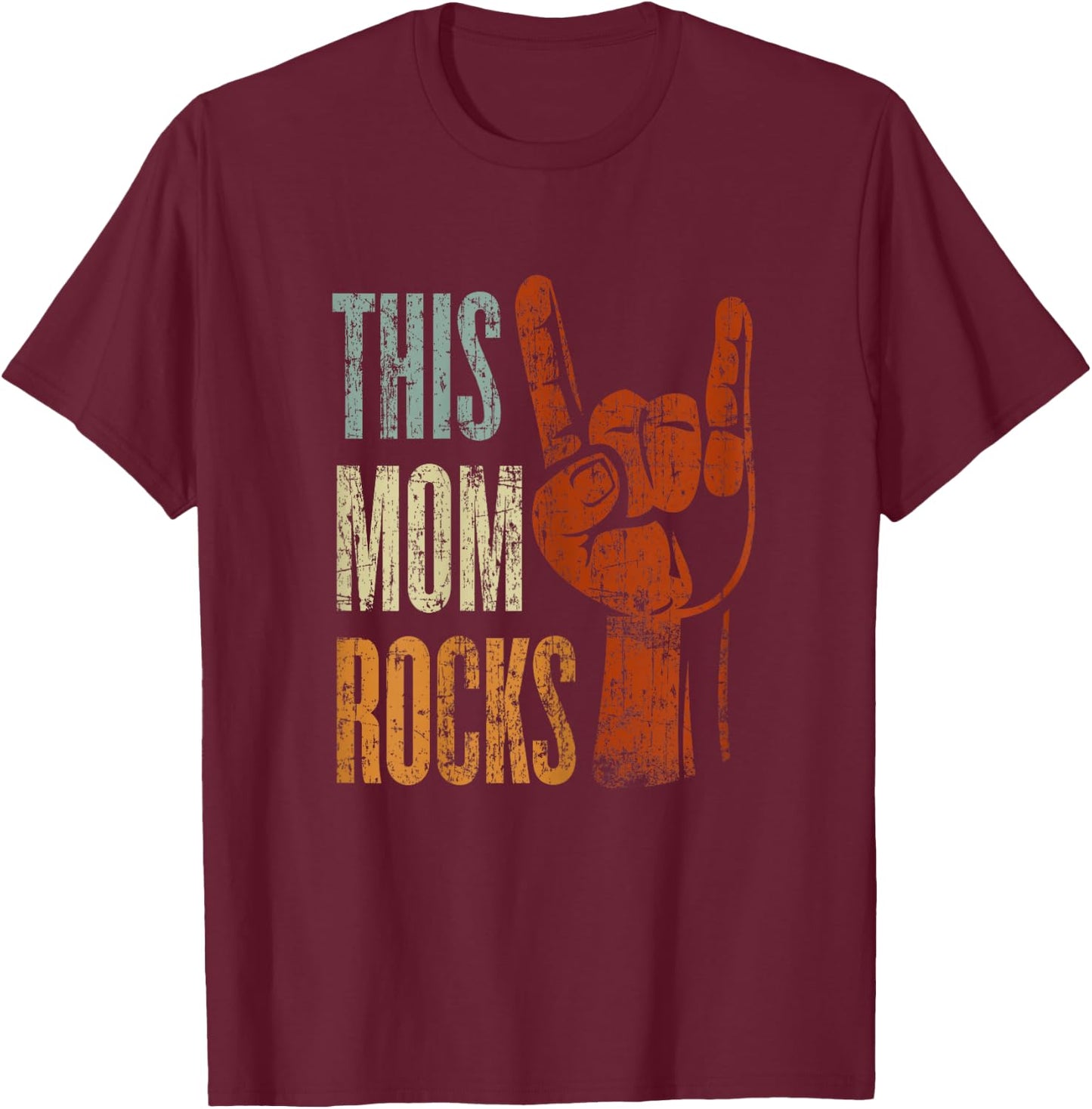 This Mom Rocks Rock n Roll Metal Gift Mother T-Shirt - T-Shirt | Maroon