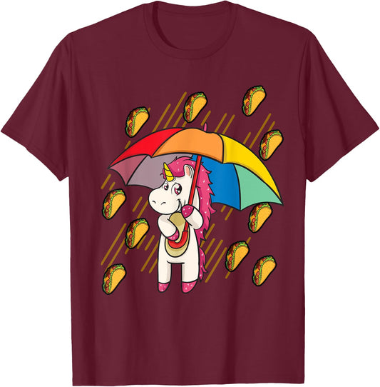 Raining Tacos Unicorn Lover Umbrella Cinco de Mayo T-Shirt - T-Shirt | Maroon