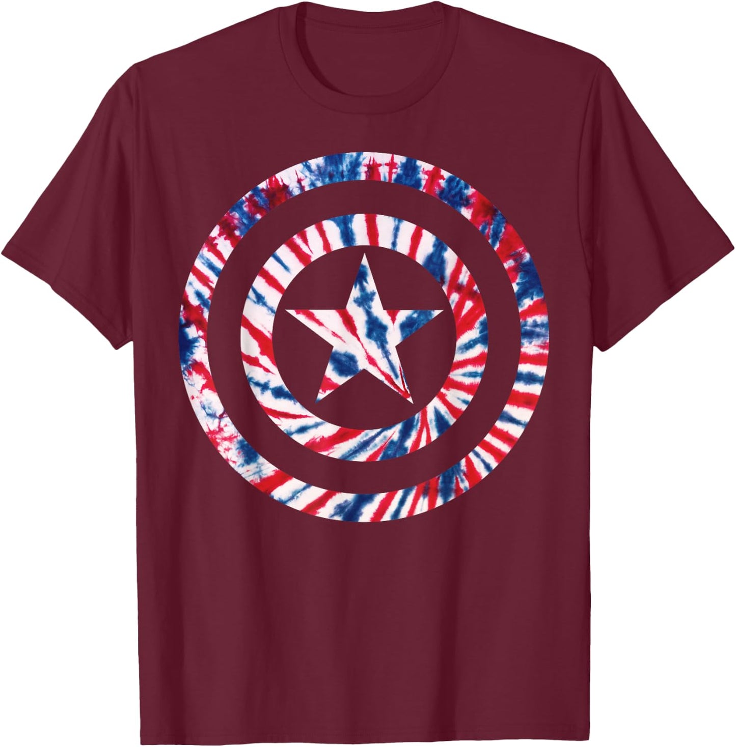 Marvel Captain America Tye Dye Shield Symbol T-Shirt - T-Shirt | Maroon