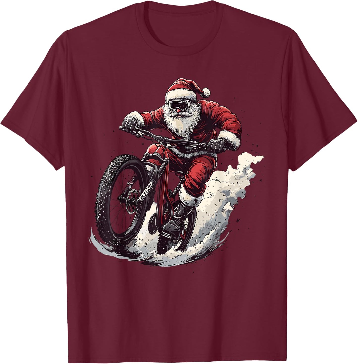 Funny BMX Lover Christmas Santa Biker Cyclist Xmas Pajama T-Shirt - T-Shirt | Maroon