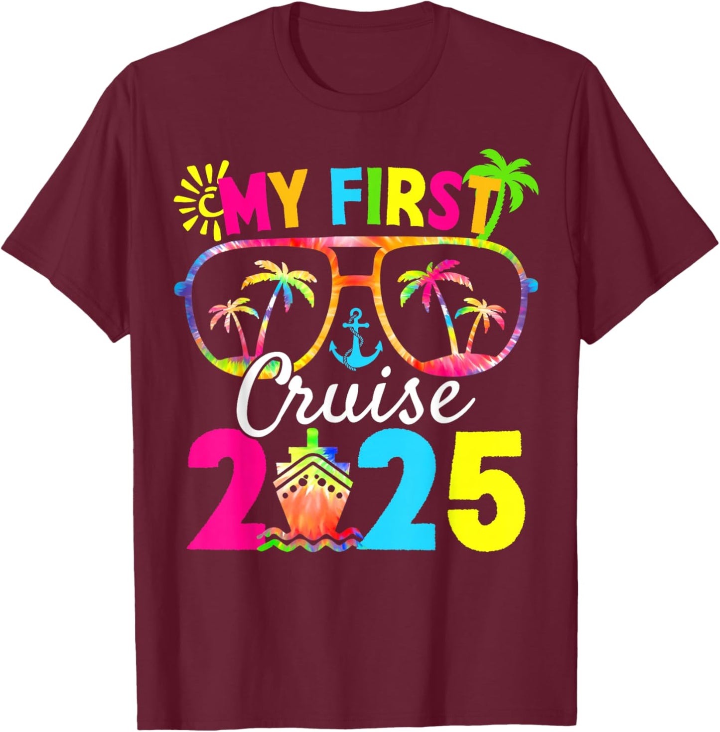 My First Family Cruise Squad 2025 Vacation Summer Trip T-Shirt - T-Shirt | Maroon