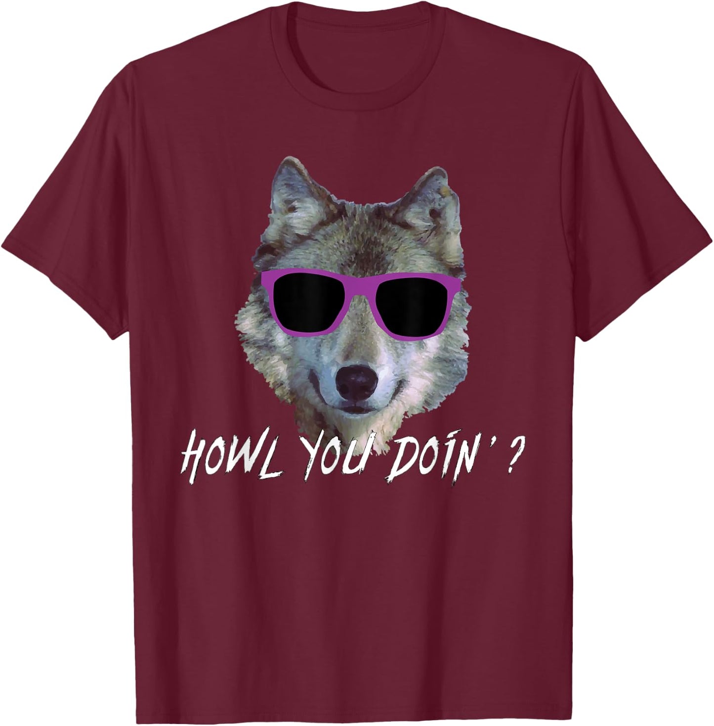 Howl You Doin'?: Funny Summer Pool Party Wolf Pun Men Women T-Shirt - T-Shirt | Maroon