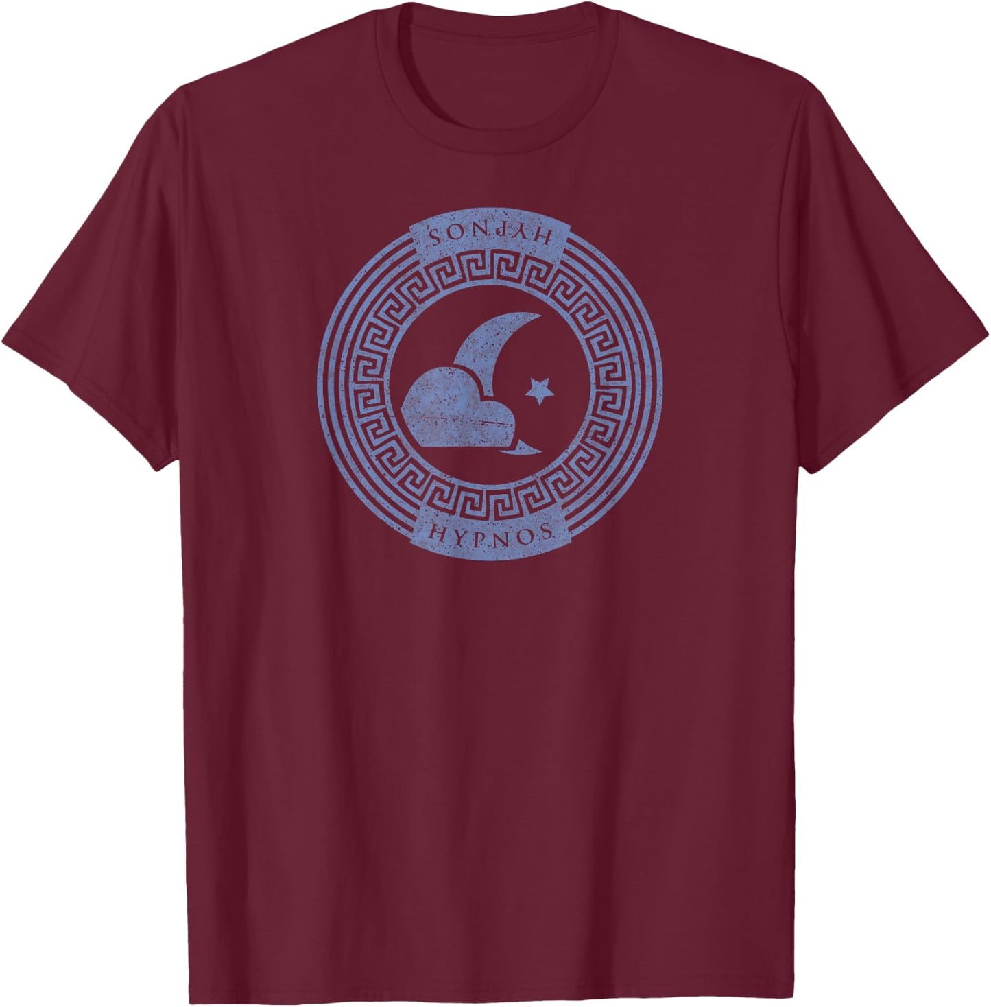 Greek God T Shirt Hypnos Dream Moon and Star T-Shirt - T-Shirt | Maroon